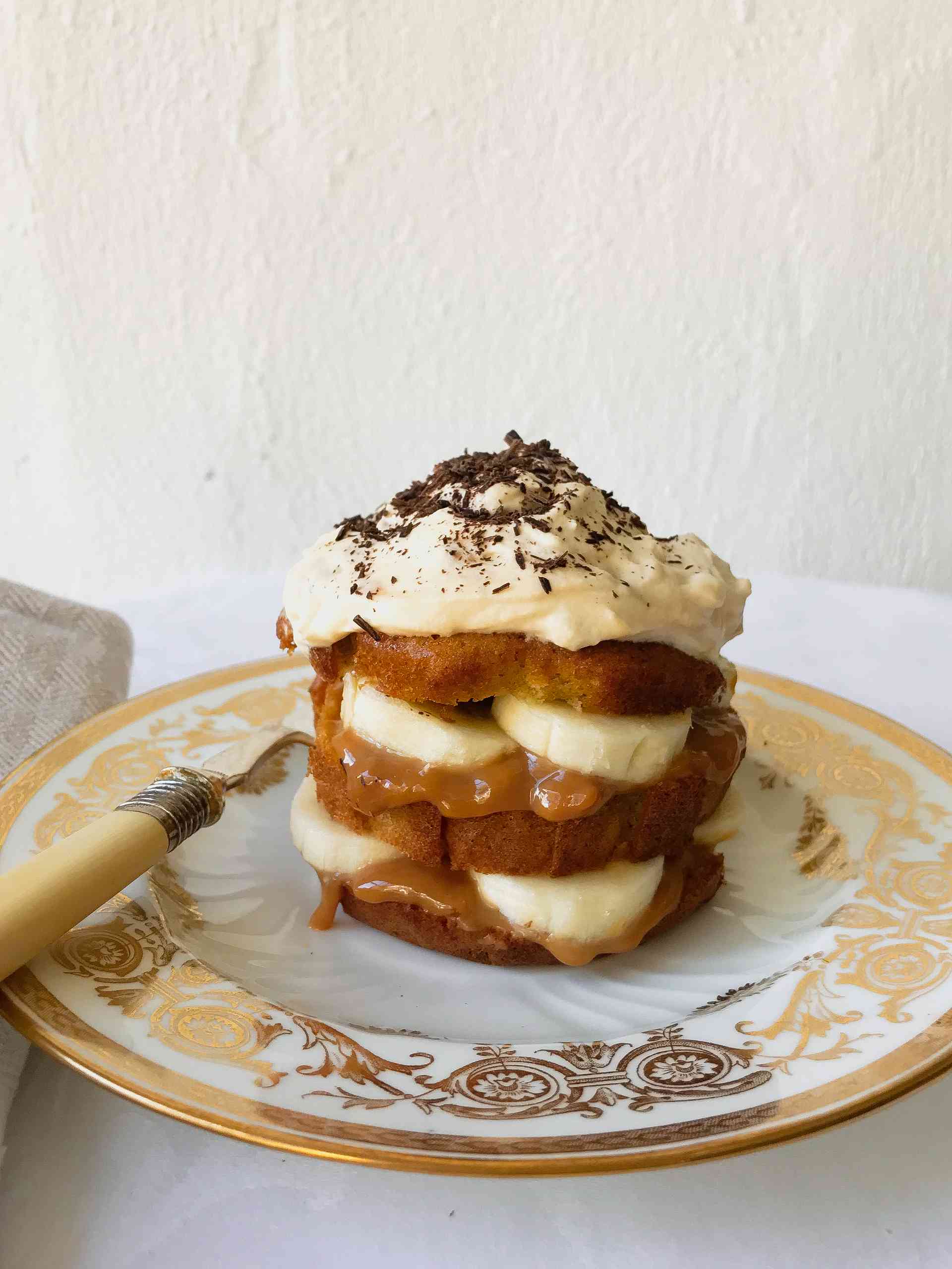 Mini banoffee cake on a plate.