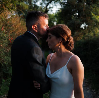 Dunowen wedding image at sundown.