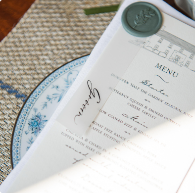Dunowen restaurant menu on a table.
