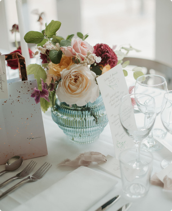 Wedding card with flowers.