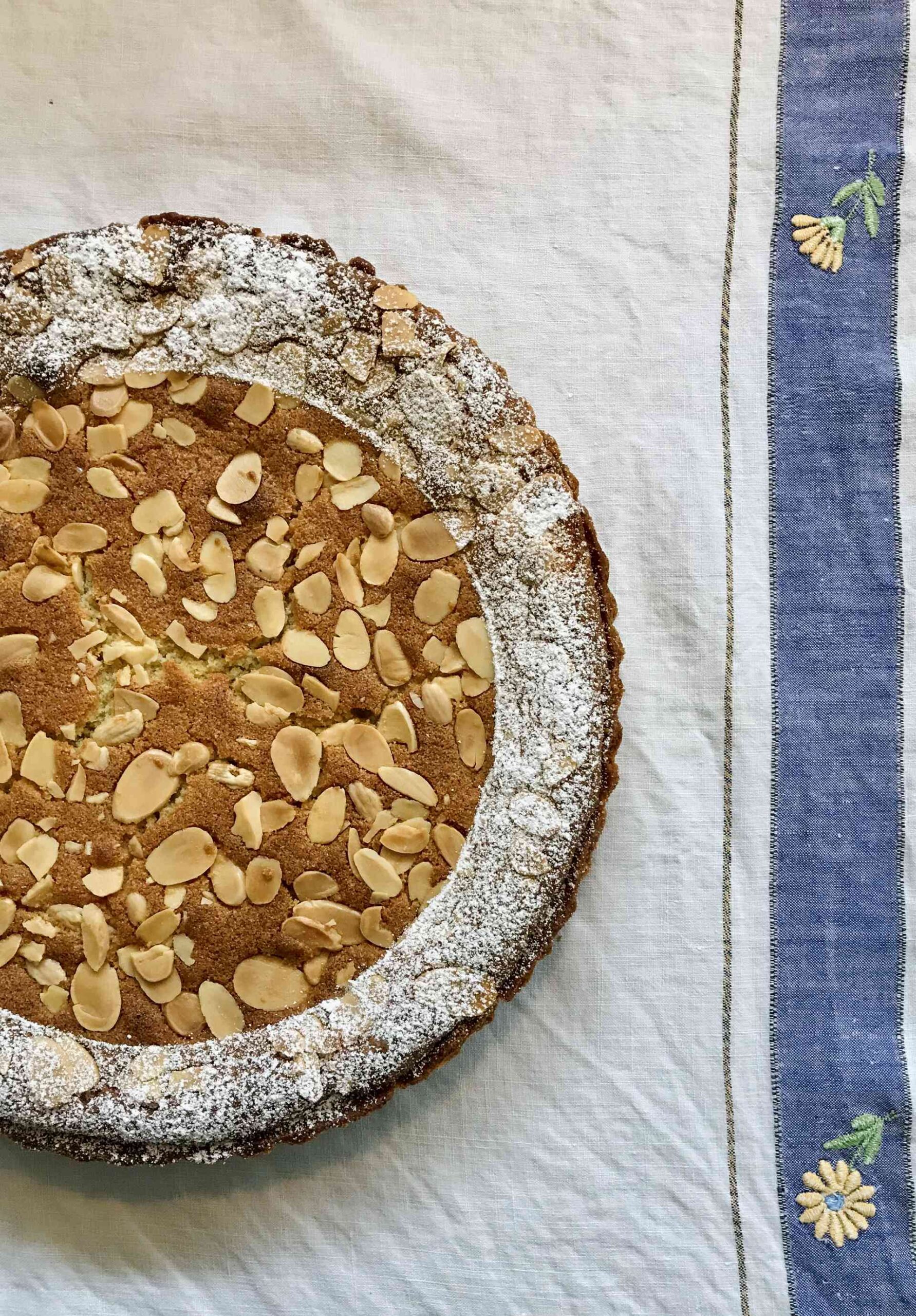 Bakewell tart on a plate.