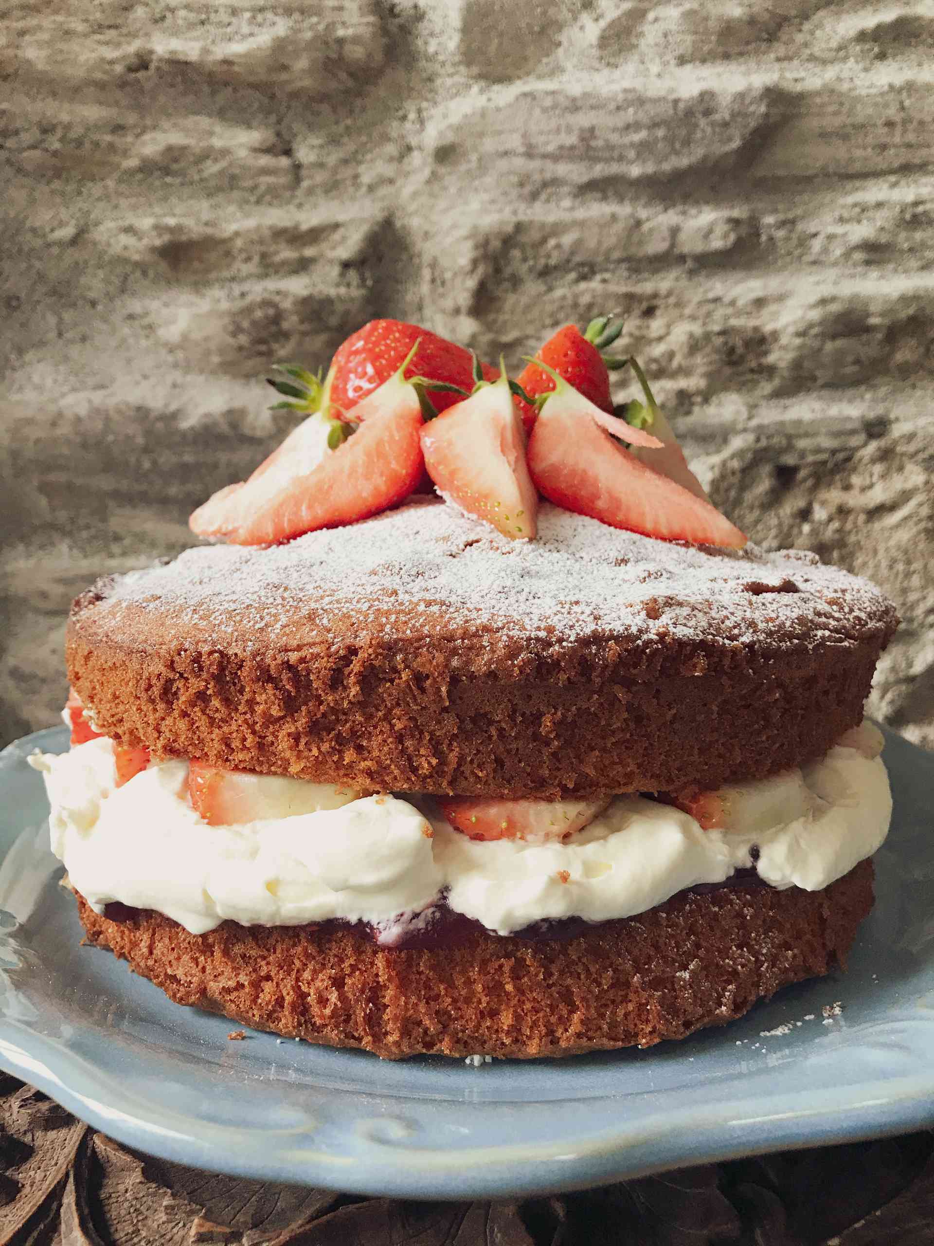 Victoria Sponge Cake on a plate.
