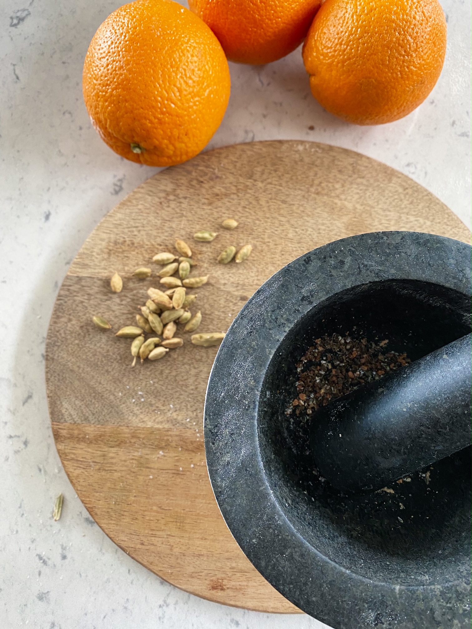 Orange seed being stamped.