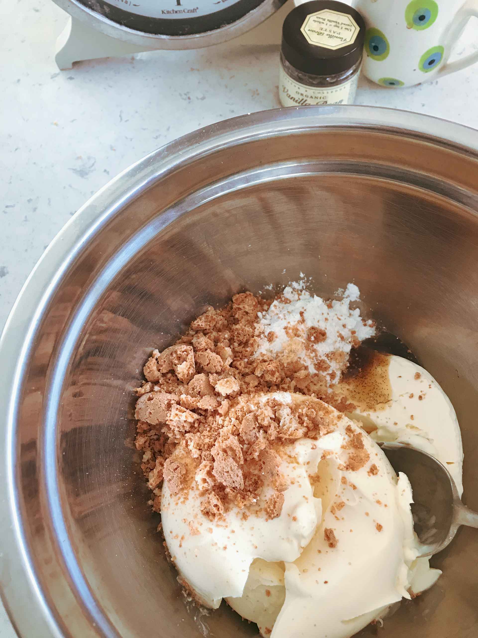 Mini tiramisu cakes being made.