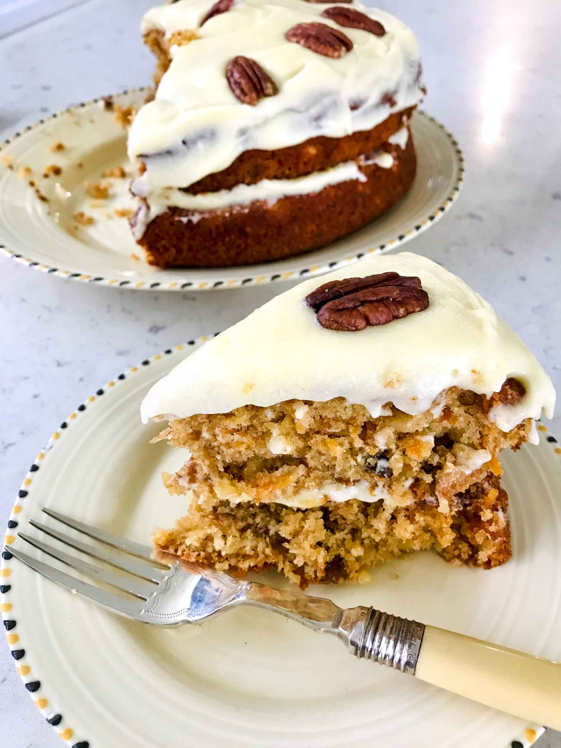 Dunowen Passion Cake slice on a sideplate.